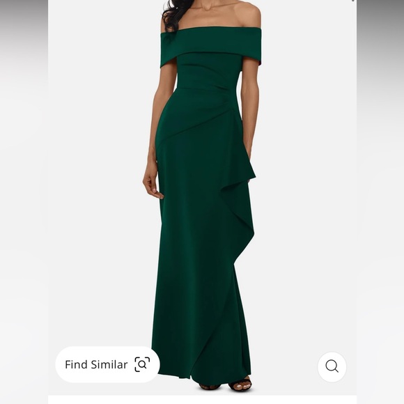 Xscape off the shoulder ruffle Gown - Picture 3 of 4